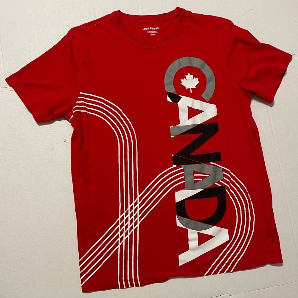 Canada Shirt Adult Medium Red Black White Graphic Logo Casual Short Sleeve